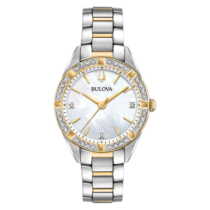 Bulova Ladies Sutton Domed Diamond Dual-Tone Watch - 98R263