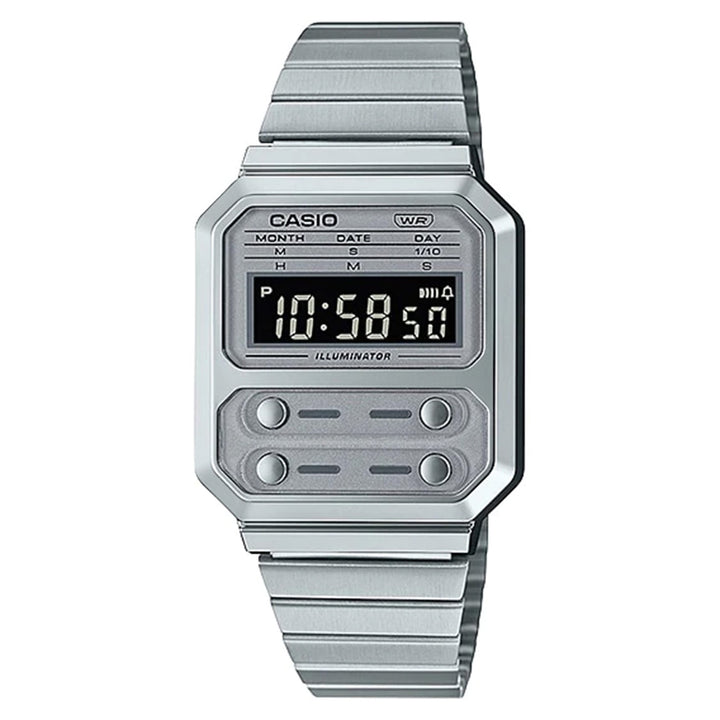 Casio Vintage Silver Resin Digital Men's Watch - A100WE-7B