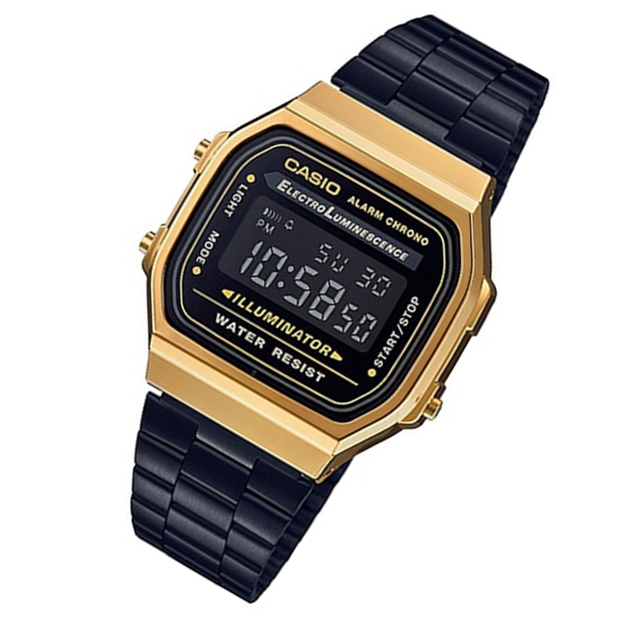 Casio Vintage Black Steel Digital Unisex Watch - A168WEGB-1B