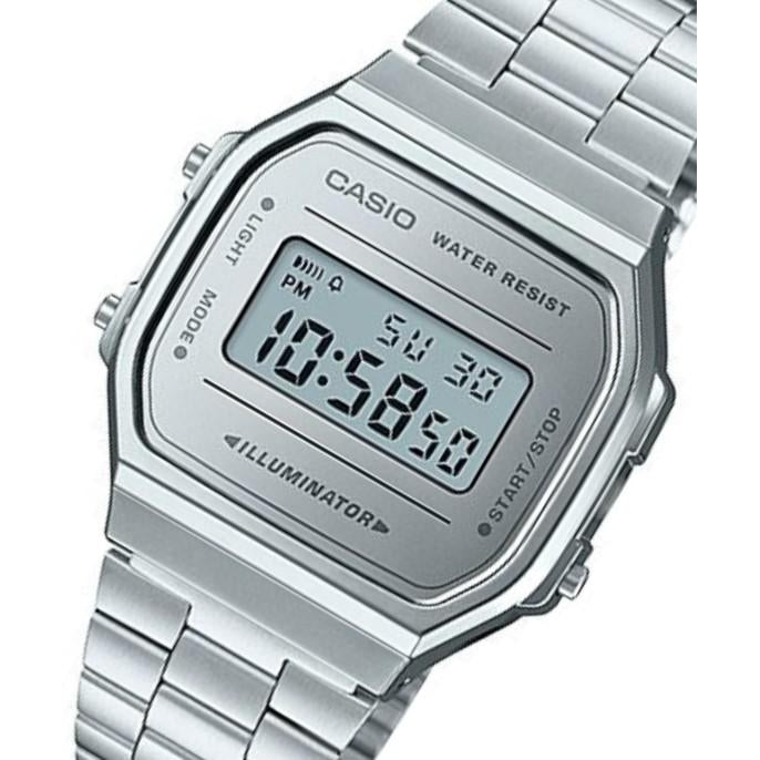 Casio Silver Retro Unisex Digital Alarm Watch - A168WEM-7D
