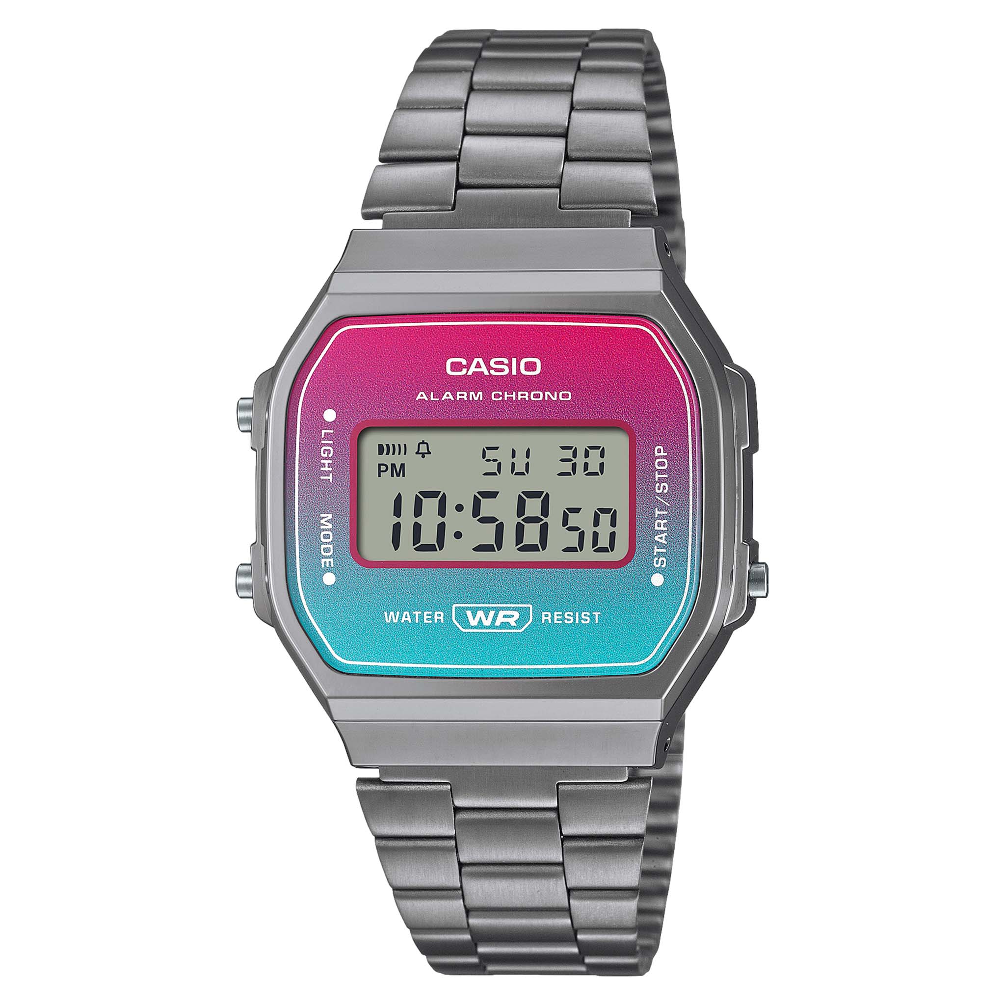 Casio Vintage Colourful Grey Steel Digital Unisex Watch - A168WERB-2A