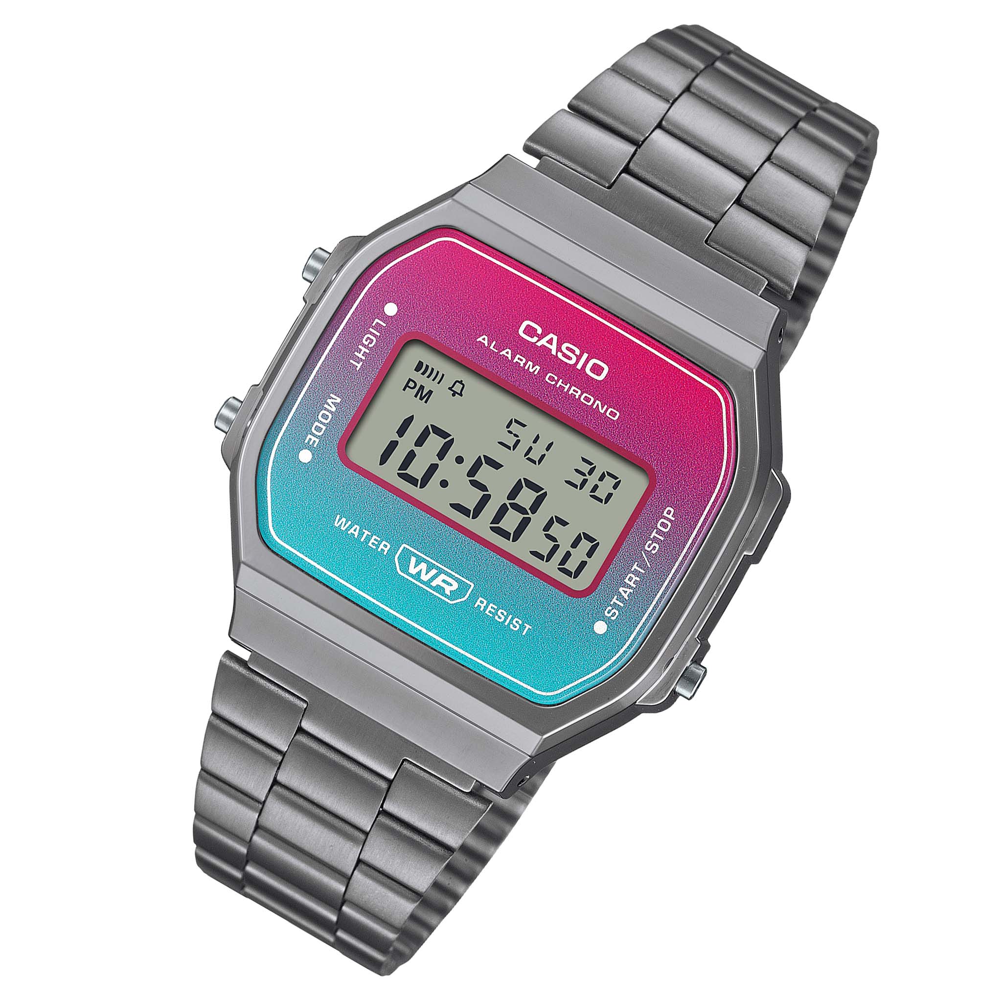 Casio Vintage Colourful Grey Steel Digital Unisex Watch - A168WERB-2A