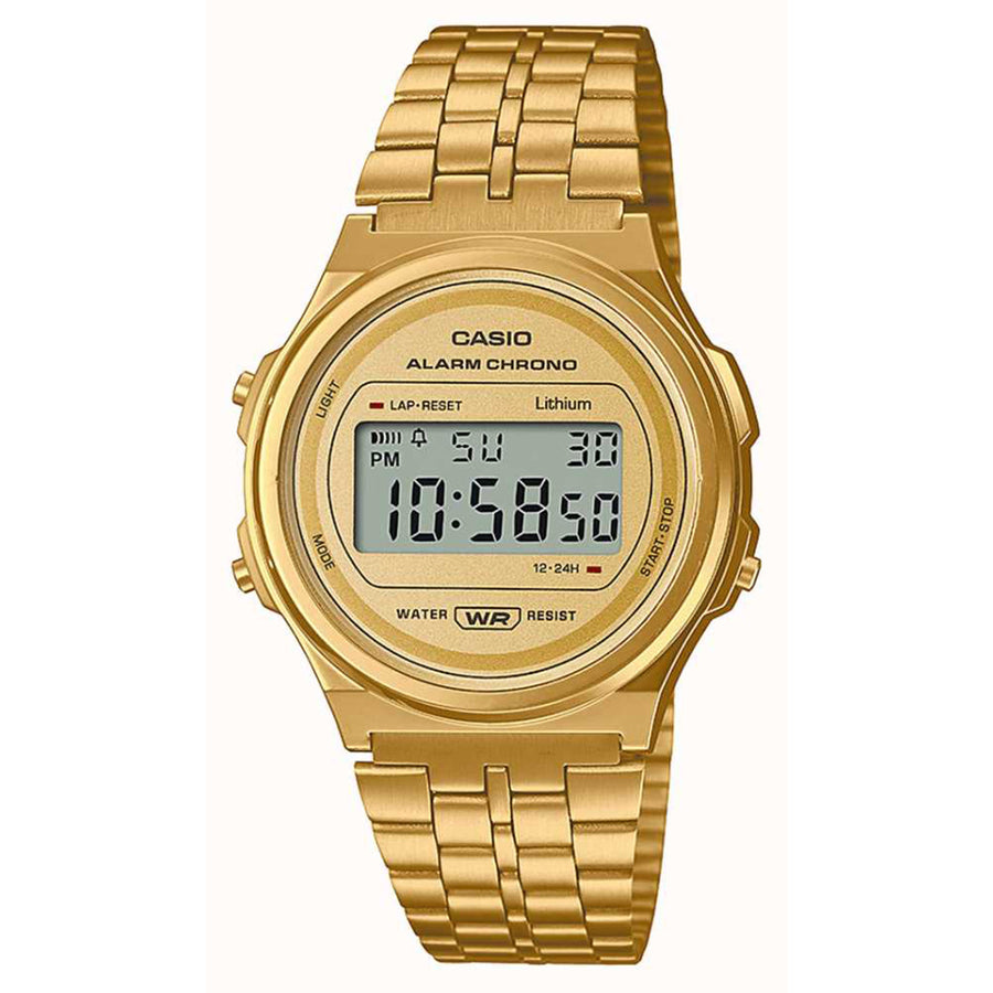 Casio Vintage Gold Steel Digital Unisex Watch - A171WEG-9A
