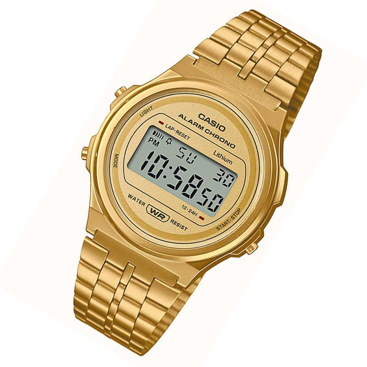 Casio Vintage Gold Steel Digital Unisex Watch - A171WEG-9A