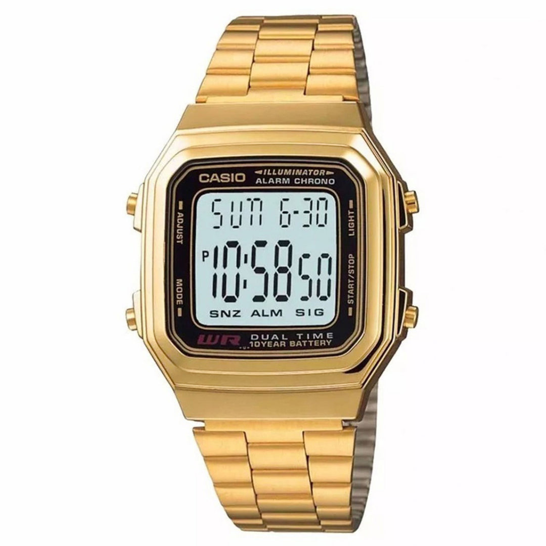 Casio Classic Gold Steel Digital Unisex Watch - A178WGA-1