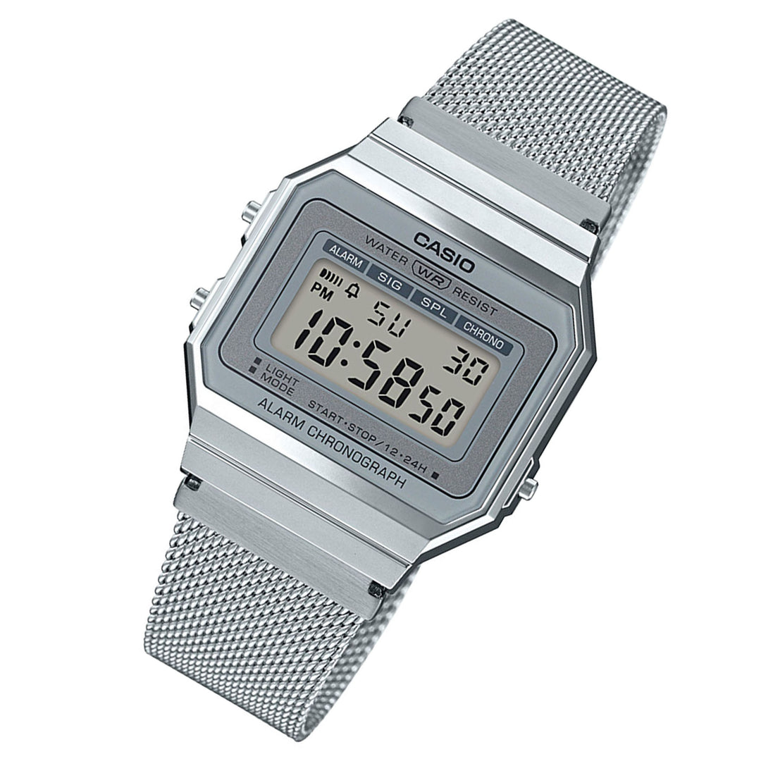 Casio Vintage Silver-Tone Steel Mesh Digital Women's Watch - A700WM-7A