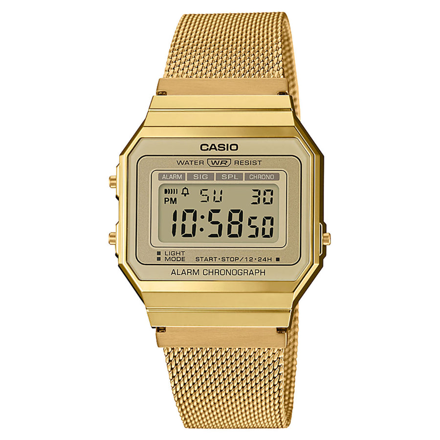 Casio Vintage Gold-Tone Steel Mesh Digital Women's Watch - A700WMG-9A