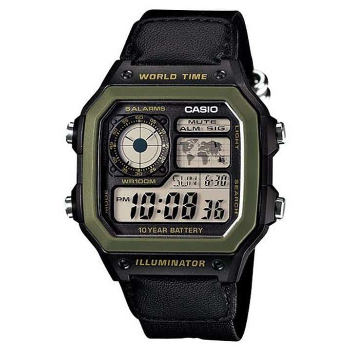 Casio World Time Classic Digital Men's Watch - AE1200WHB-1B