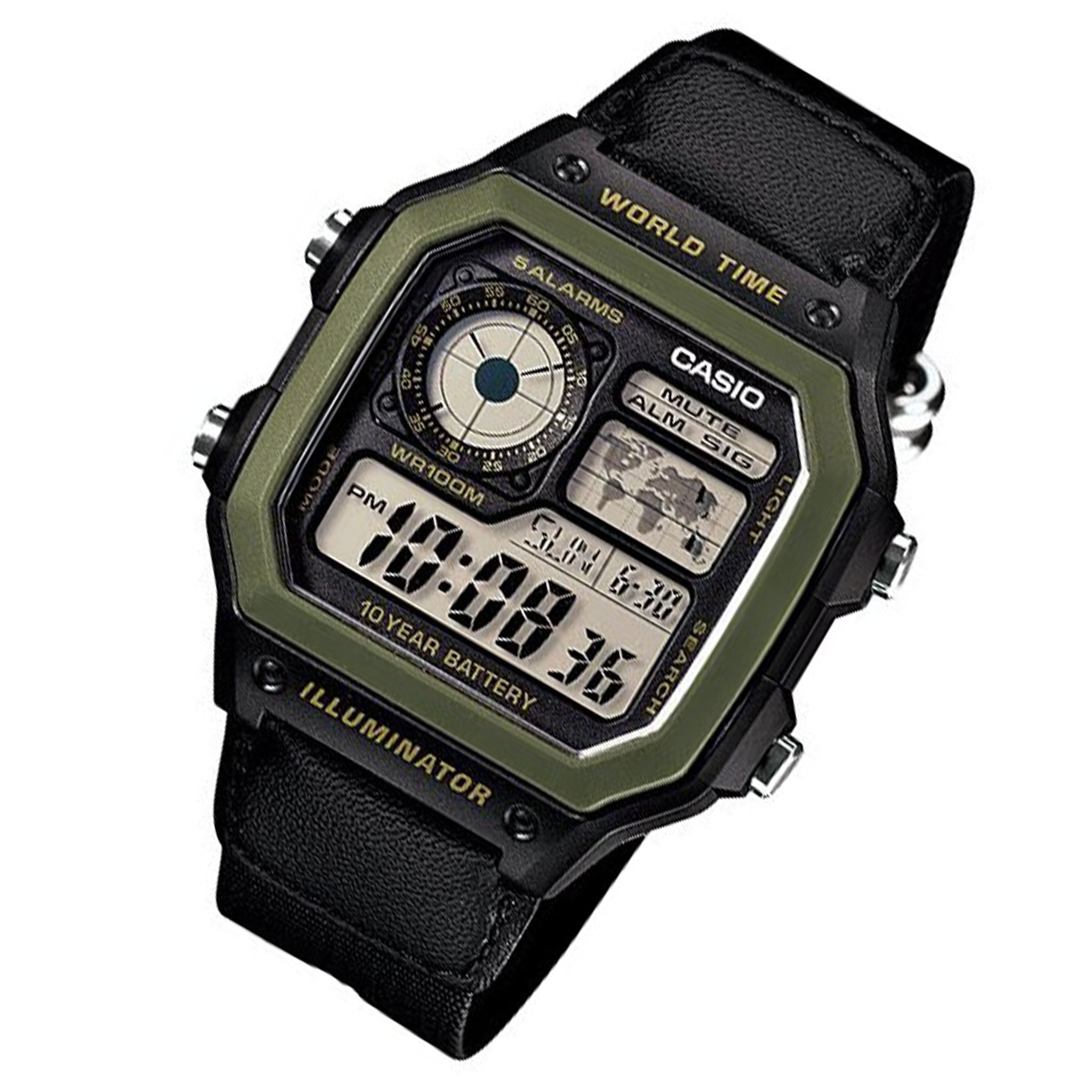 Casio World Time Classic Digital Men's Watch - AE1200WHB-1B