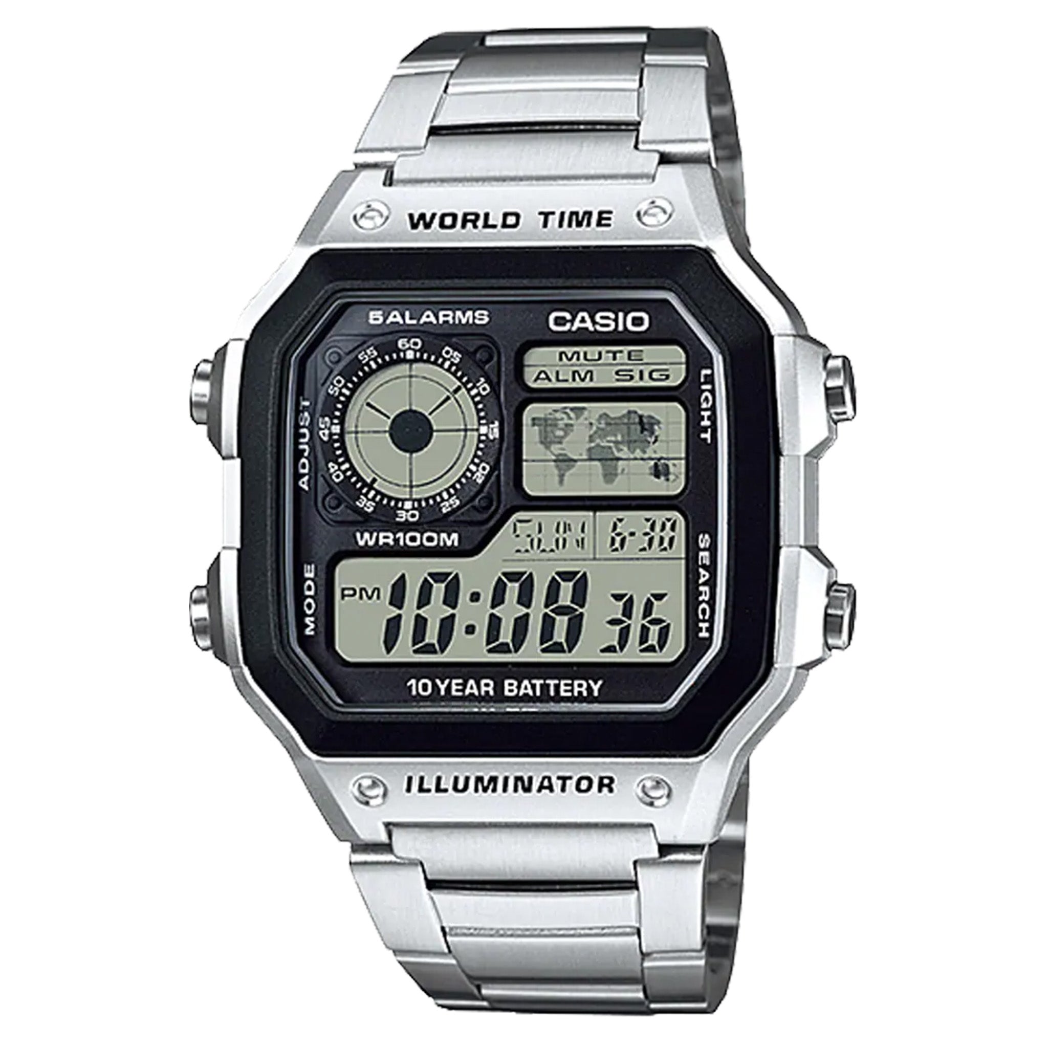 Casio Vintage Stainless Steel Black Dial Digital Men's Watch - AE1200W ...