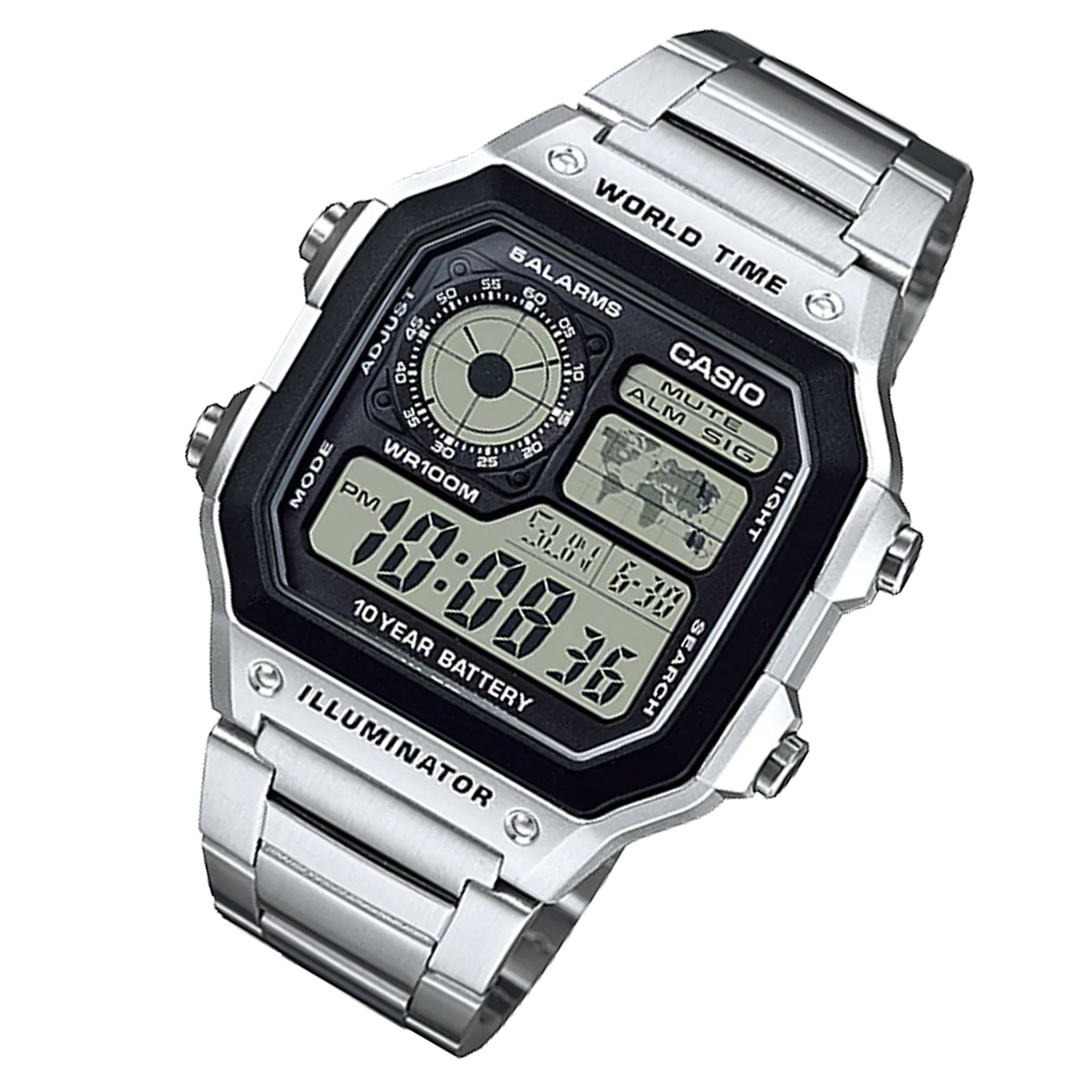 Casio Vintage Stainless Steel Black Dial Digital Men's Watch - AE1200WHD-1A