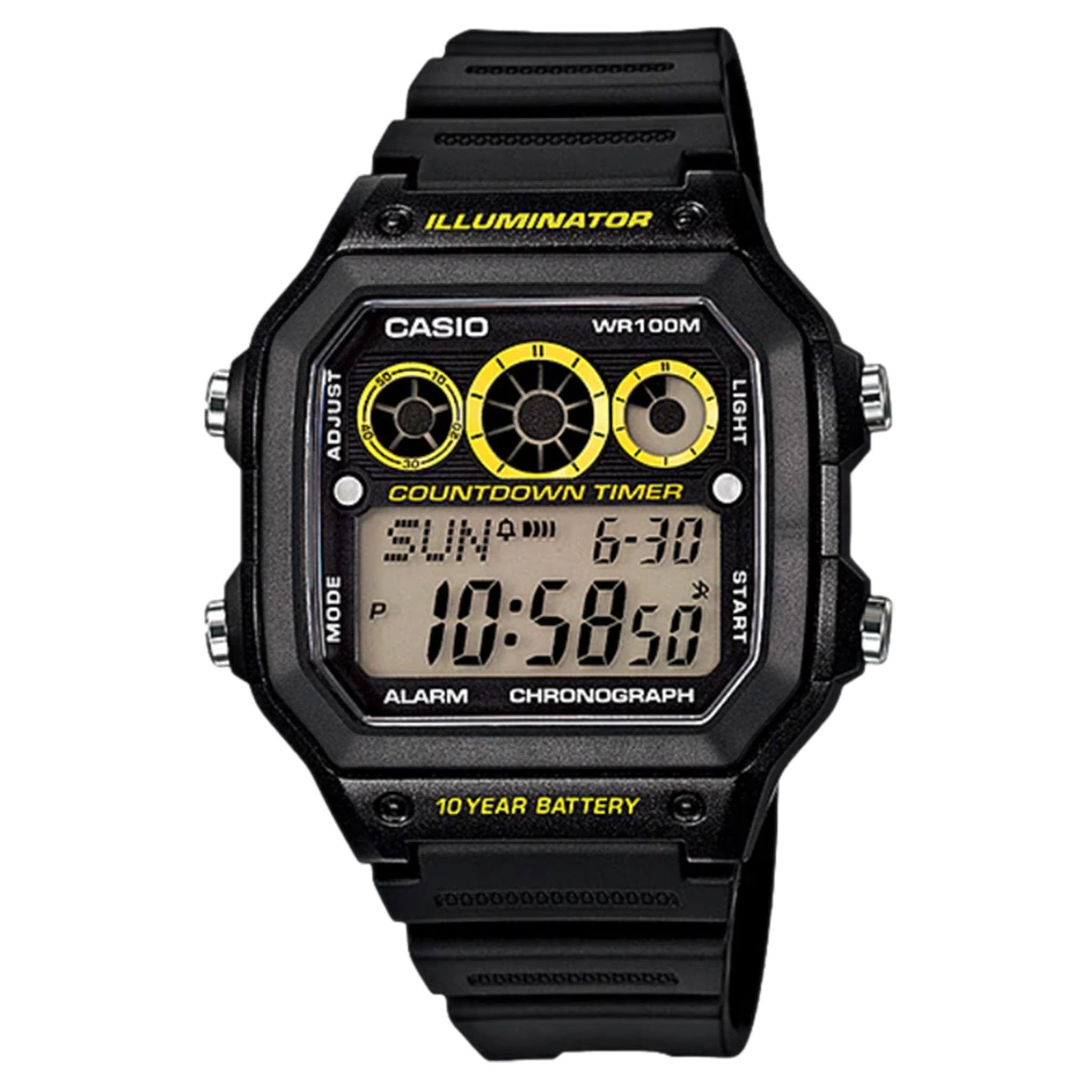 Casio watch illuminator black sale