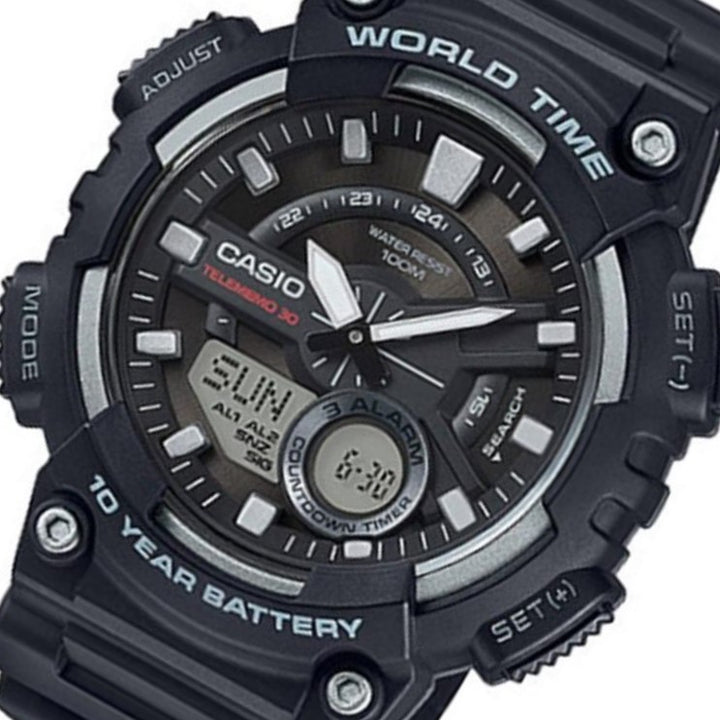Casio Classic 52mm Black Resin Analogue-Digital Men's Watch - AEQ110W-1B