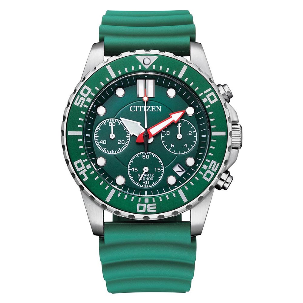 Citizen Polyurethane Band Green Dial Men's Chrono Watch - AI5009-12X