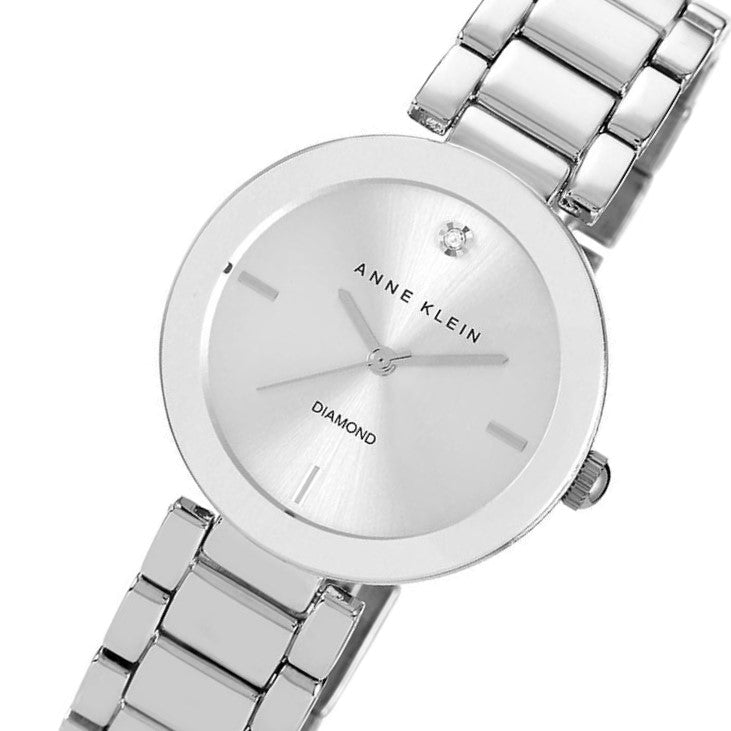 Anne Klein Diamond Silver-Tone Steel Women's Watch - AK1363SVSV