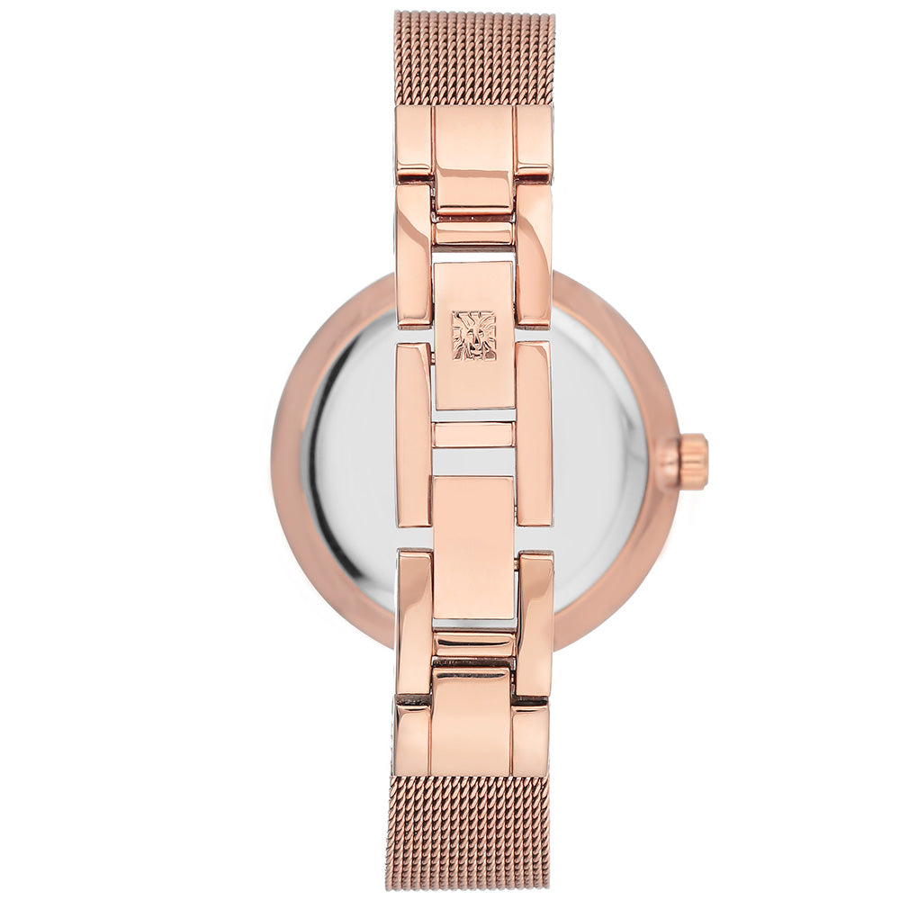 Anne Klein Swarovski Crystal Rose Gold Mesh Women's Watch - AK3000RGRG