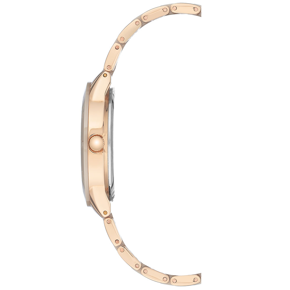 Anne Klein Rose Gold Ceramic Tan Dial Women's Watch - AK3160TNRG