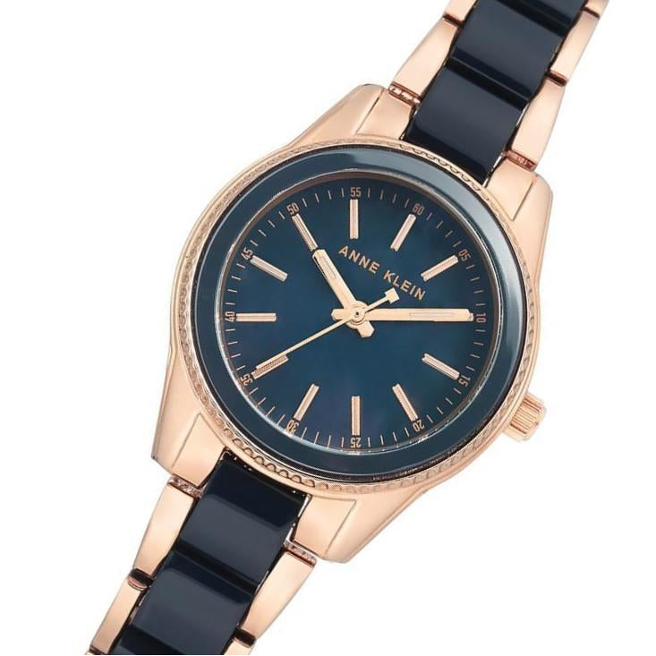 Anne Klein Navy and Rose Gold Stainless Steel Women's Watch - AK3212NVRG