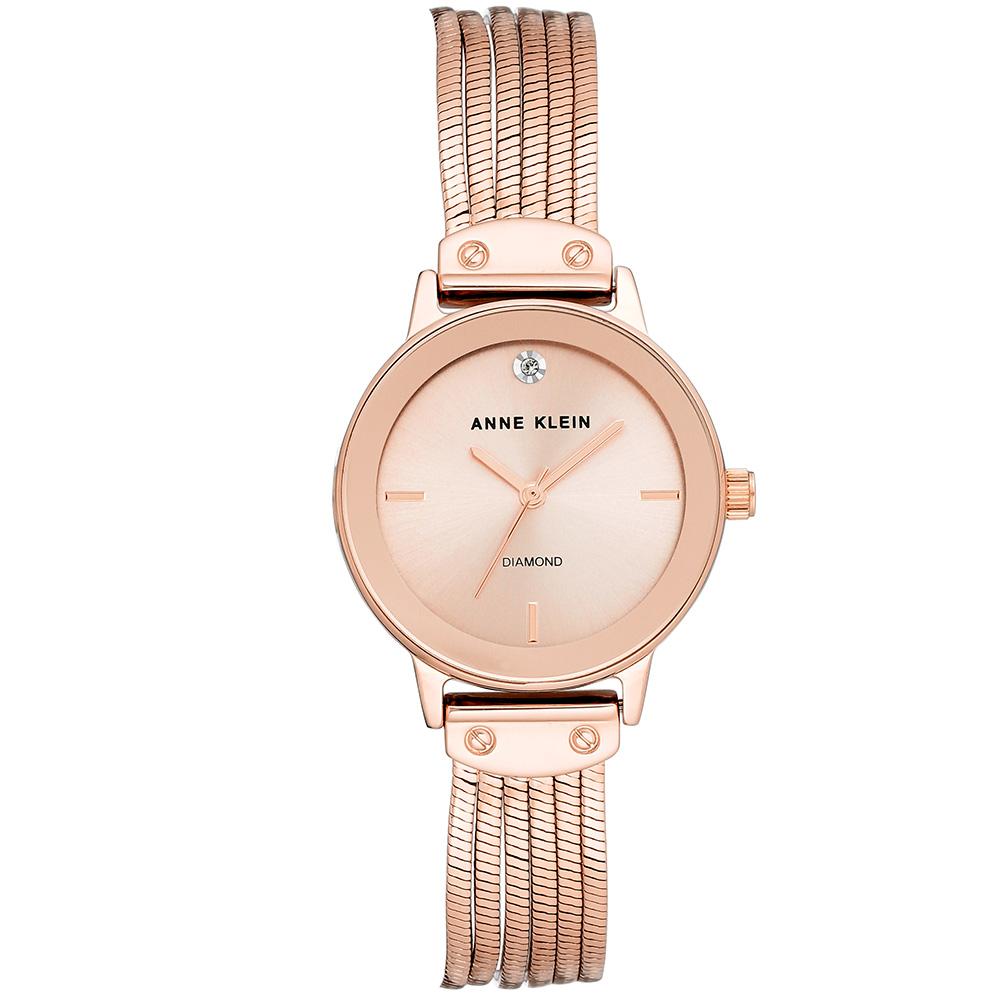 Anne Klein Rose Gold Strap Ladies Watch - AK3220RGRG