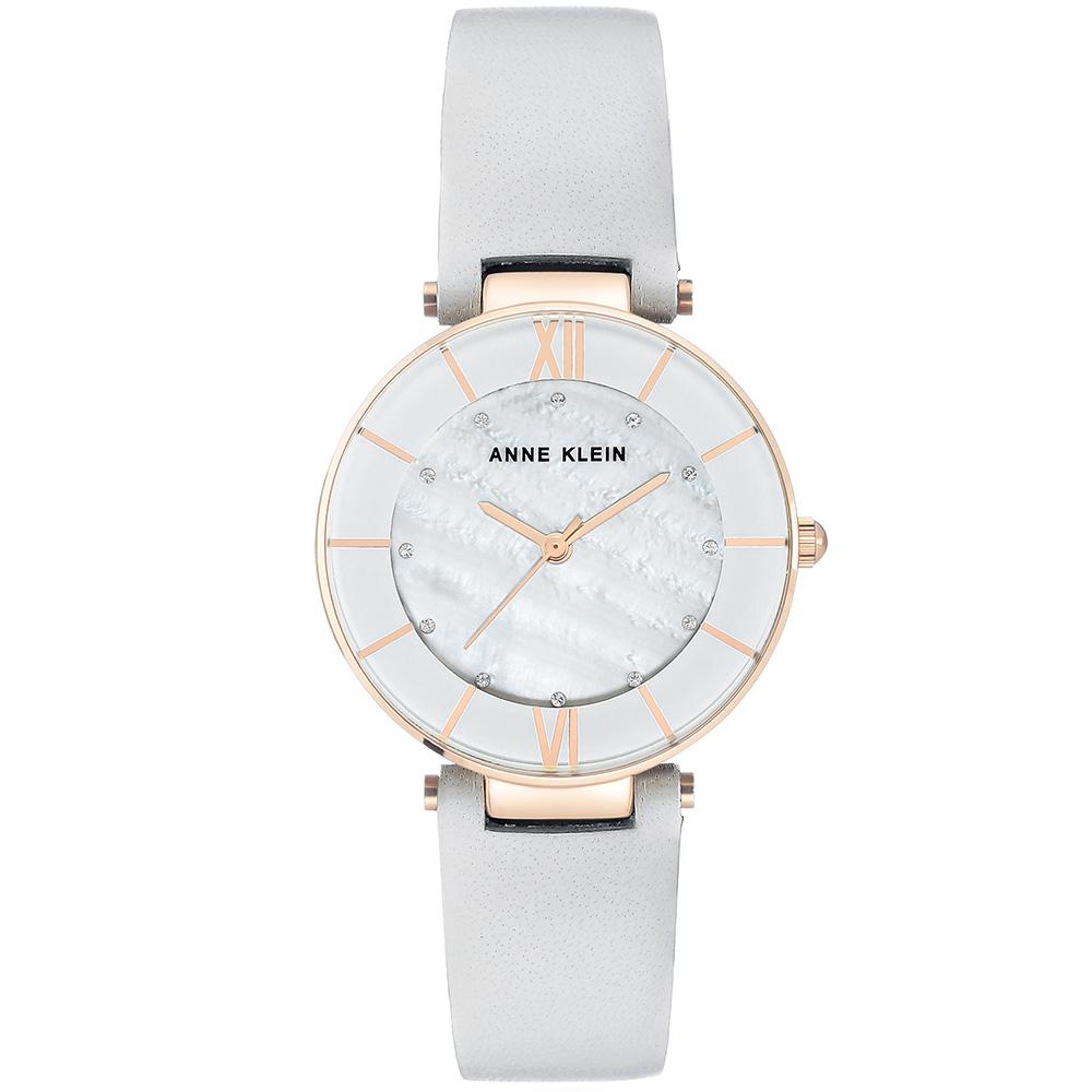 Anne Klein Swarovski Crystal Accents Leather Ladies Watch - AK3272RGLG