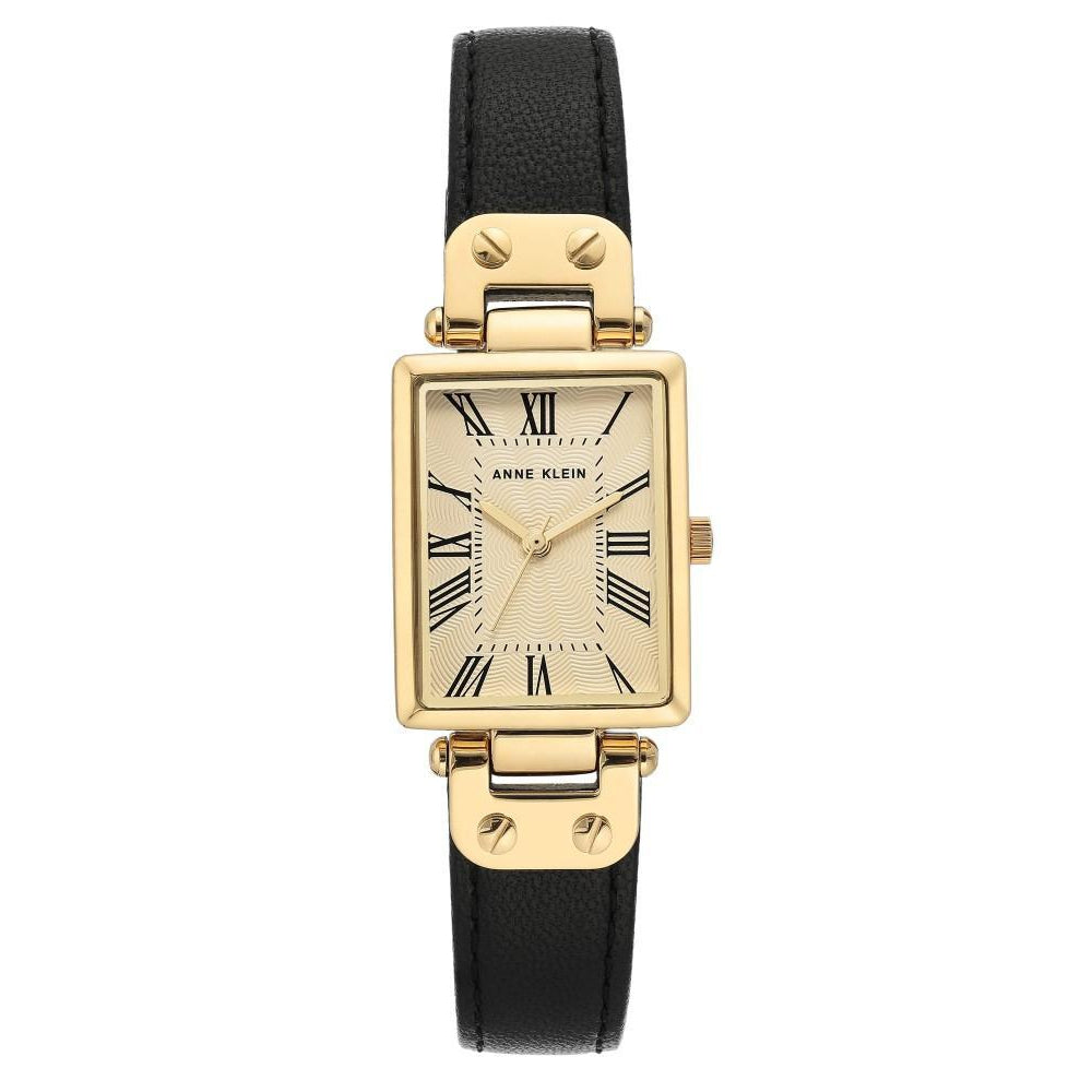 Anne Klein Black Leather Ladies Watch - AK3752CRBK