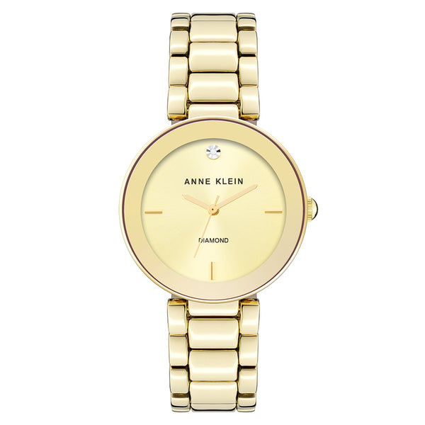 Anne Klein Diamond Gold Steel Champagne Dial Women's Watch