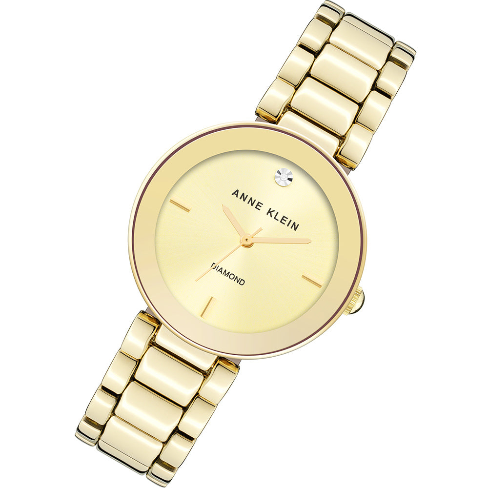 Anne Klein Diamond Gold Steel Champagne Dial Women's Watch - AK1362CHGB