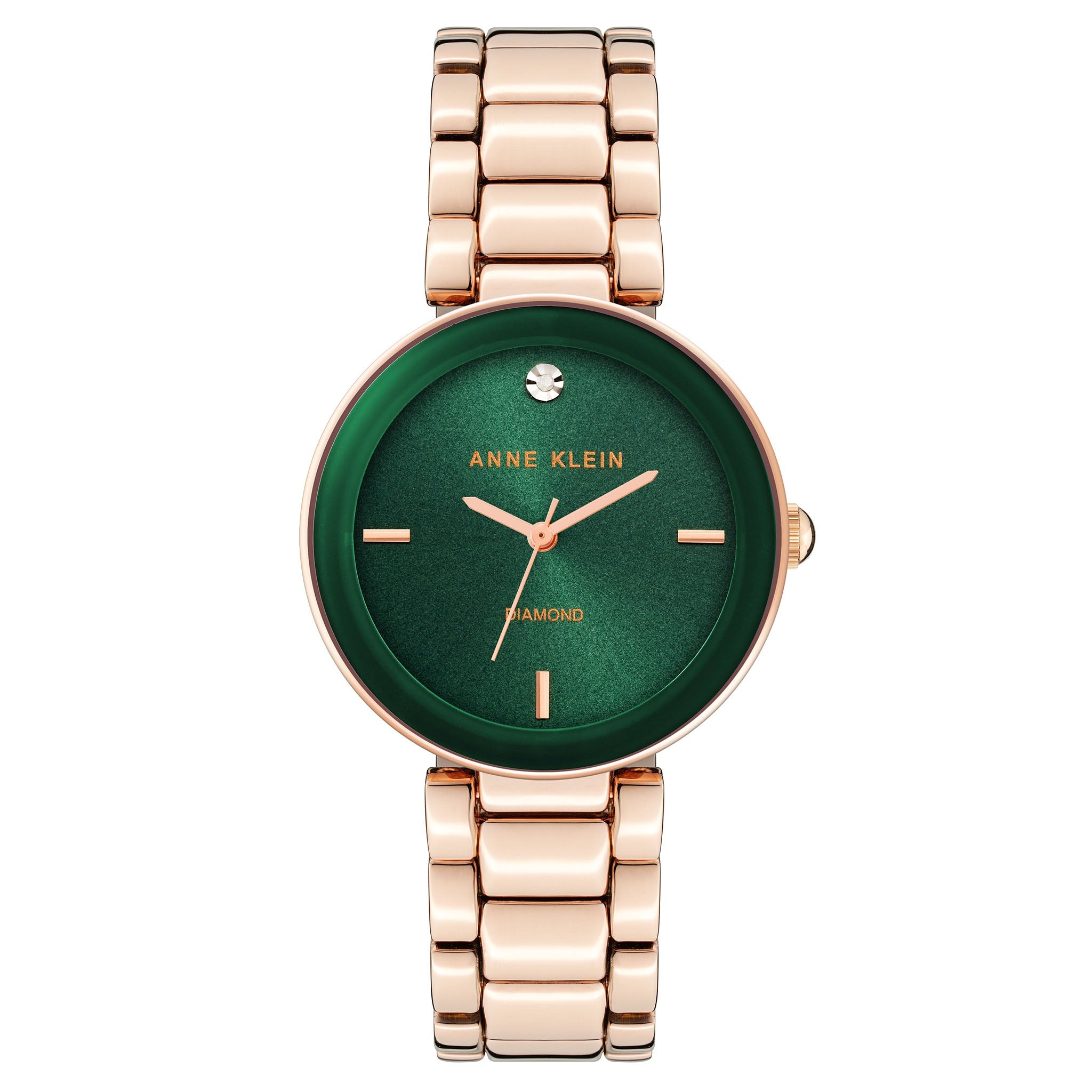 Anne Klein Rose Gold Mixed Metal Green Dial Women's Watch - AK1362GNRG
