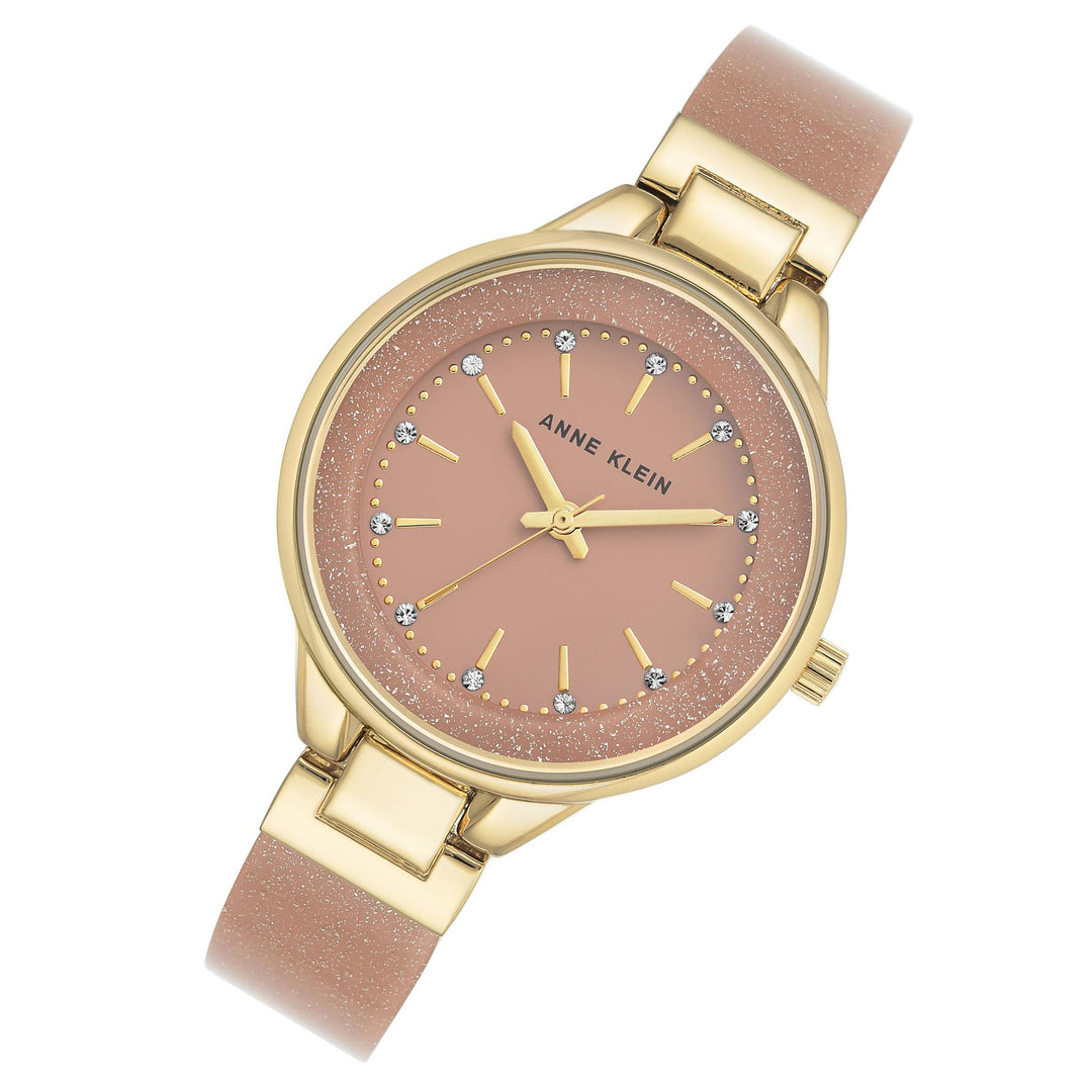 Anne Klein Gold with Light Pink Shimmer Band Women's Watch - AK1408LPLP