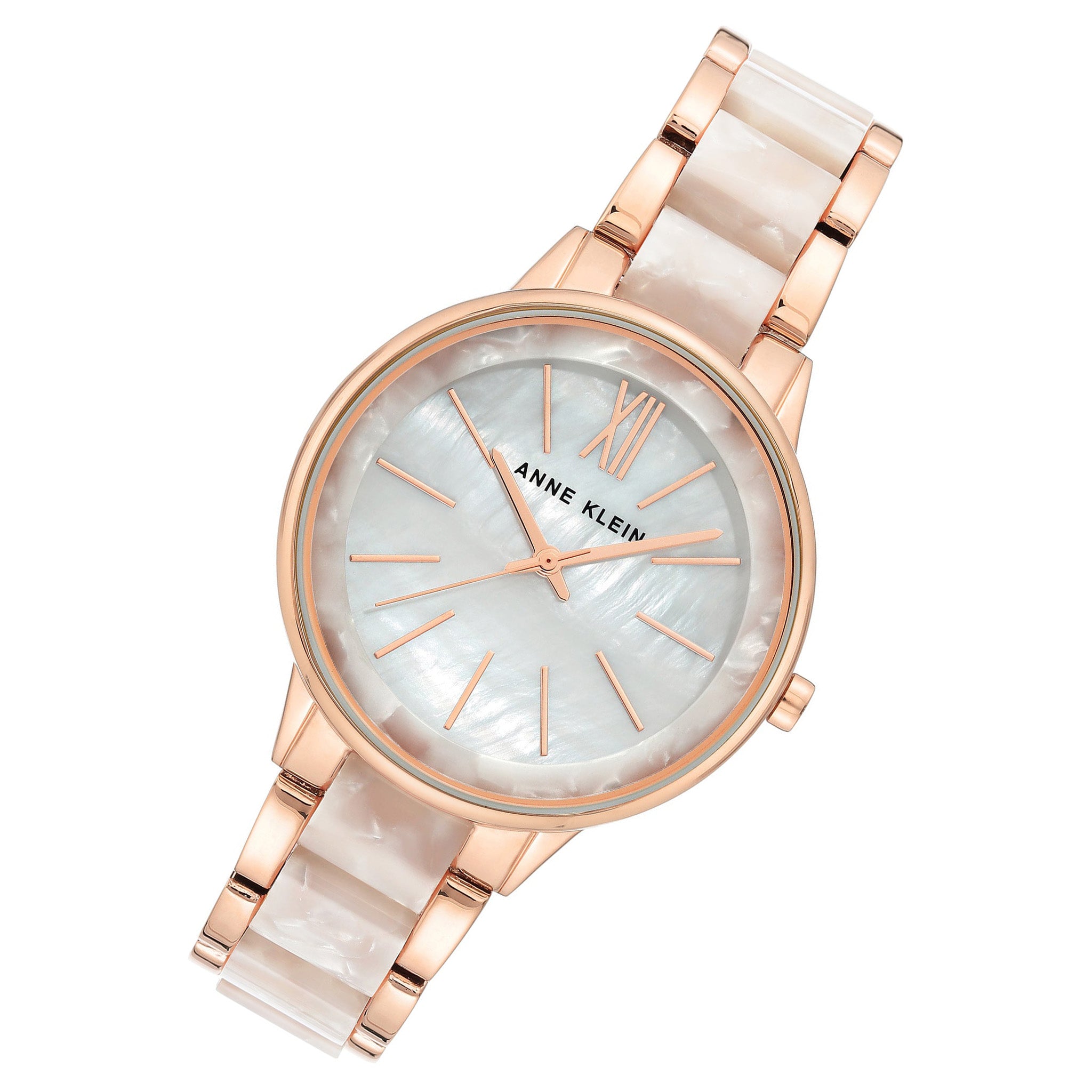 Anne Klein Rose Gold with White Marble Acrylic Band Women's Watch - AK1412RGWT