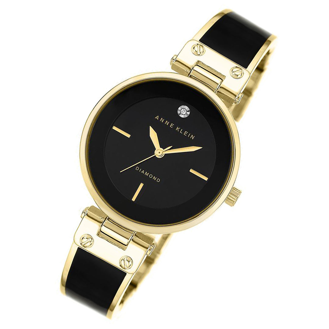 Anne Klein Diamond Black and Gold Bracelet Women's Watch - AK1414BKGB