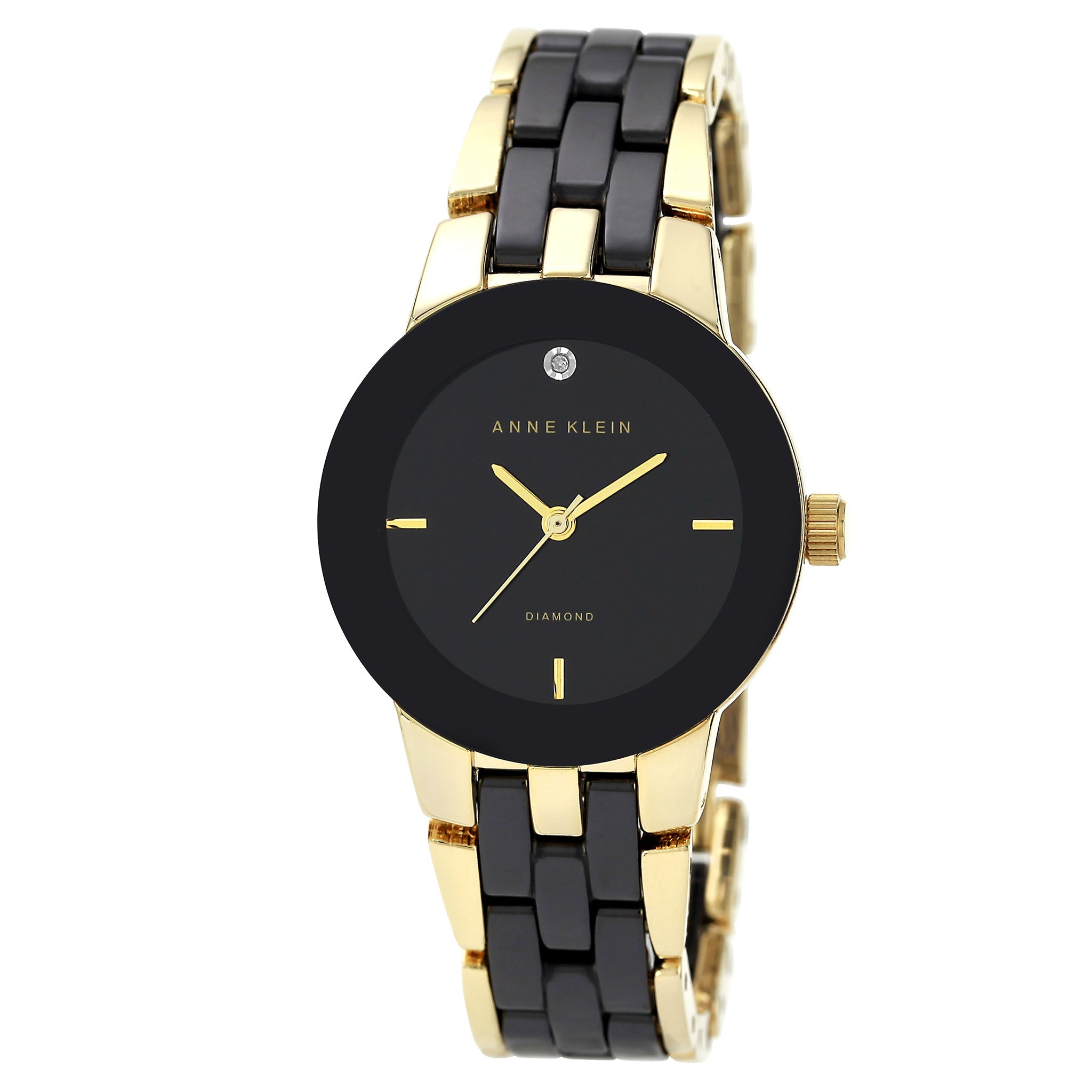 Anne Klein Goldtone With Black Ceramic Black Dial Women's Watch - AK1610BKGB