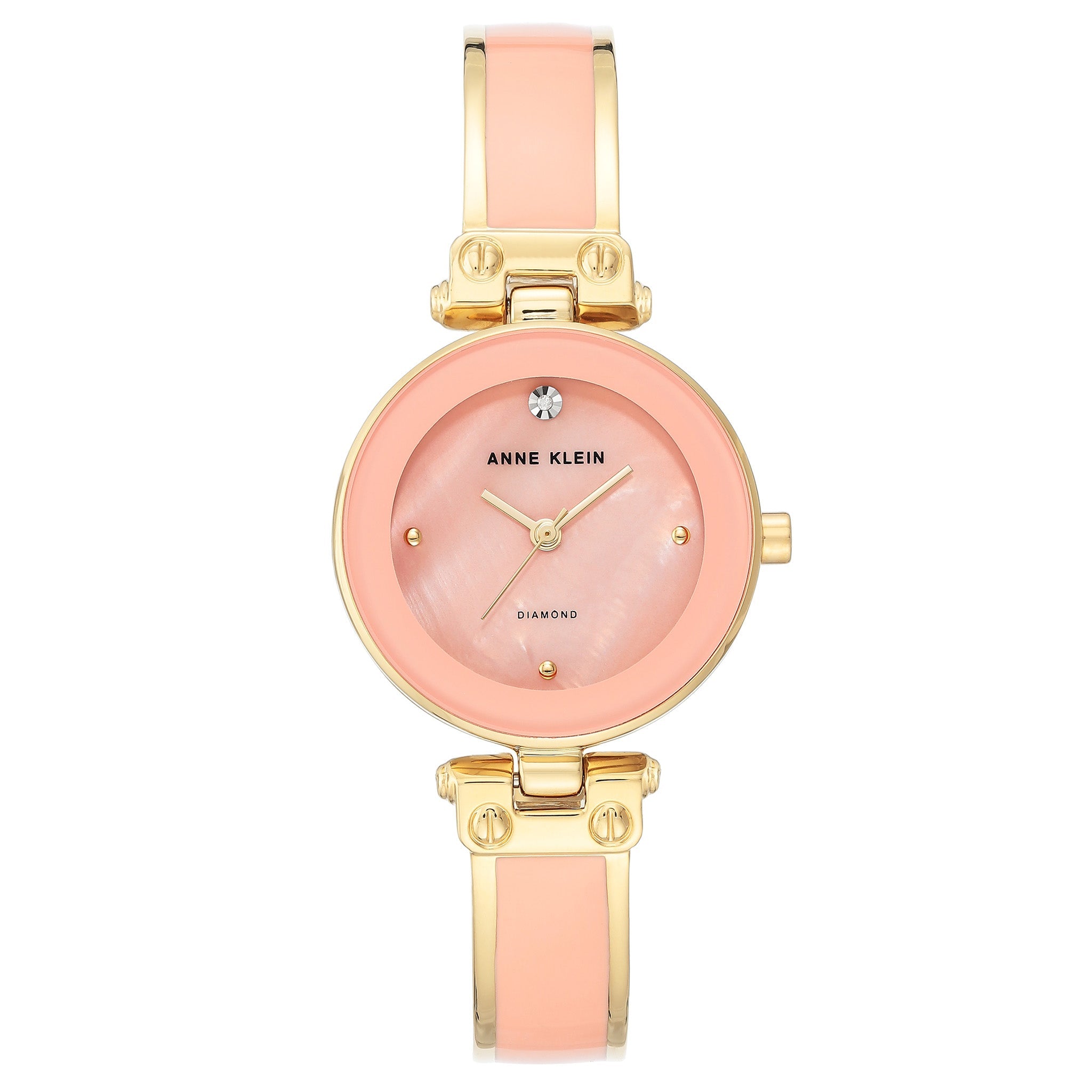 Anne Klein Goldtone With Pink Enamel Mixed Metal Pink Dial Women's Watch - AK1980PKGB