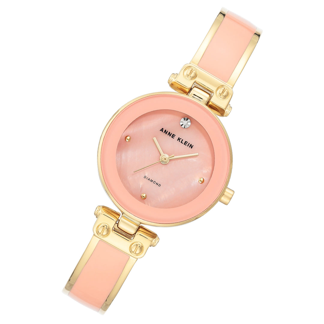 Anne Klein Gold with Pink Band Mother of Pearl Dial Women's Watch - AK1980PKGB