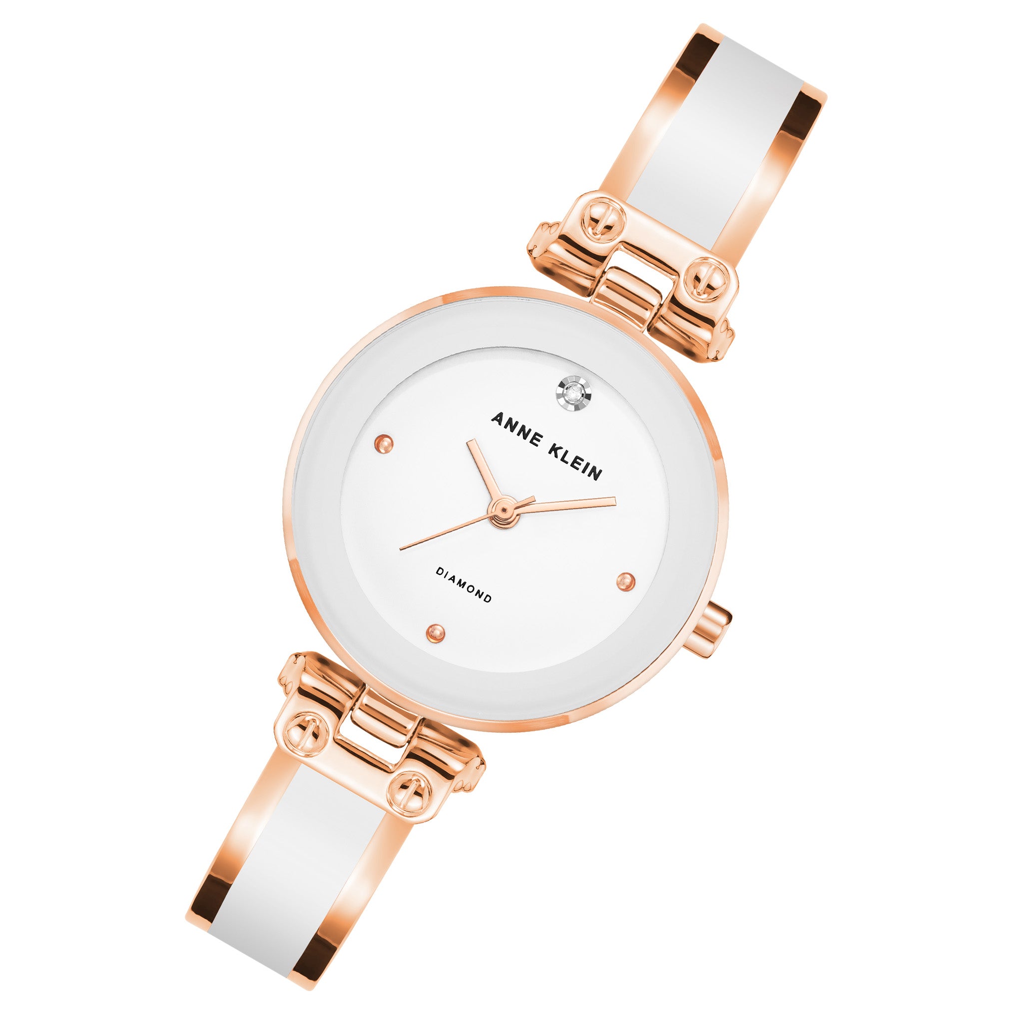 Anne Klein Rose Gold with White Band Women's Watch - AK1980WTRG
