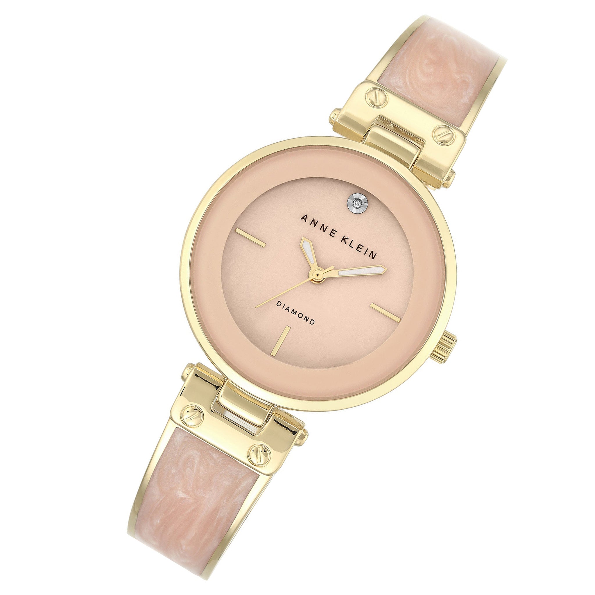 Anne Klein Gold with Light Pink Marble Band Blush Mother of Pearl Dial Women's Watch - AK2512LPGB