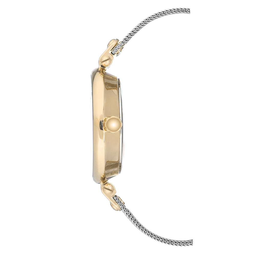 Anne Klein Swarovski Crystal Gold Stainless Steel Mesh Silvery White Dial Women's Watch - AK3001SVTT