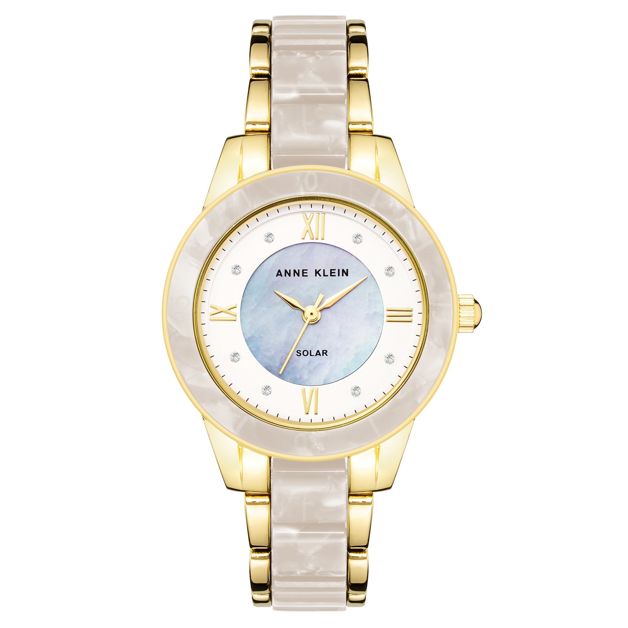 Anne Klein Goldtone With White Petroleum Free Plastic Siilver/White Dial Women's Watch - AK3610GPWT
