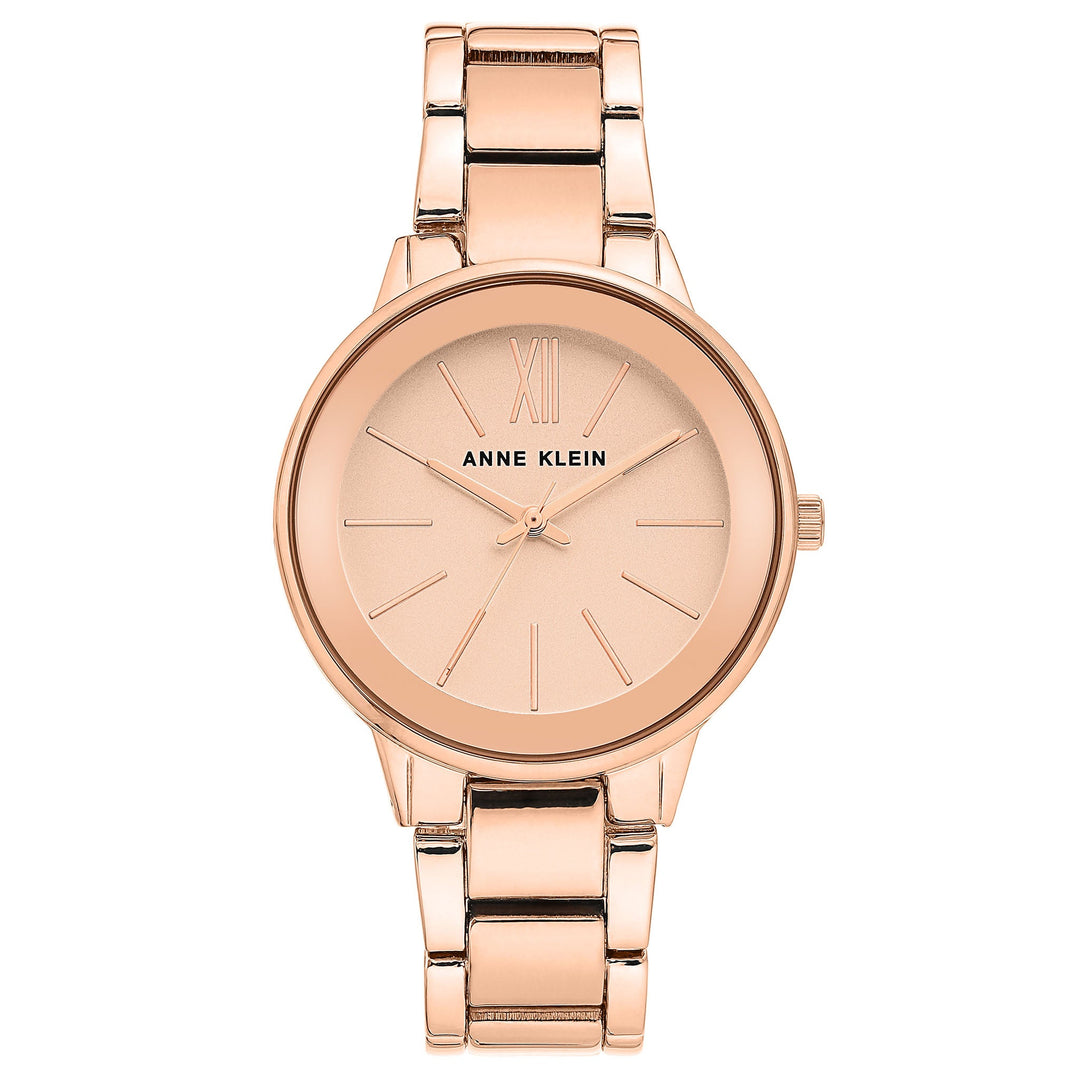 Anne Klein Rose Gold Mixed Metal Rose Dial Women's Watch - AK3750RGRG