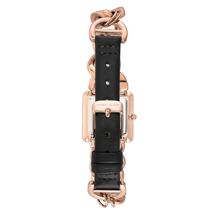 Anne Klein Rose Gold Chain Bracelet Black Dial Women's Watch - AK3804BKRG