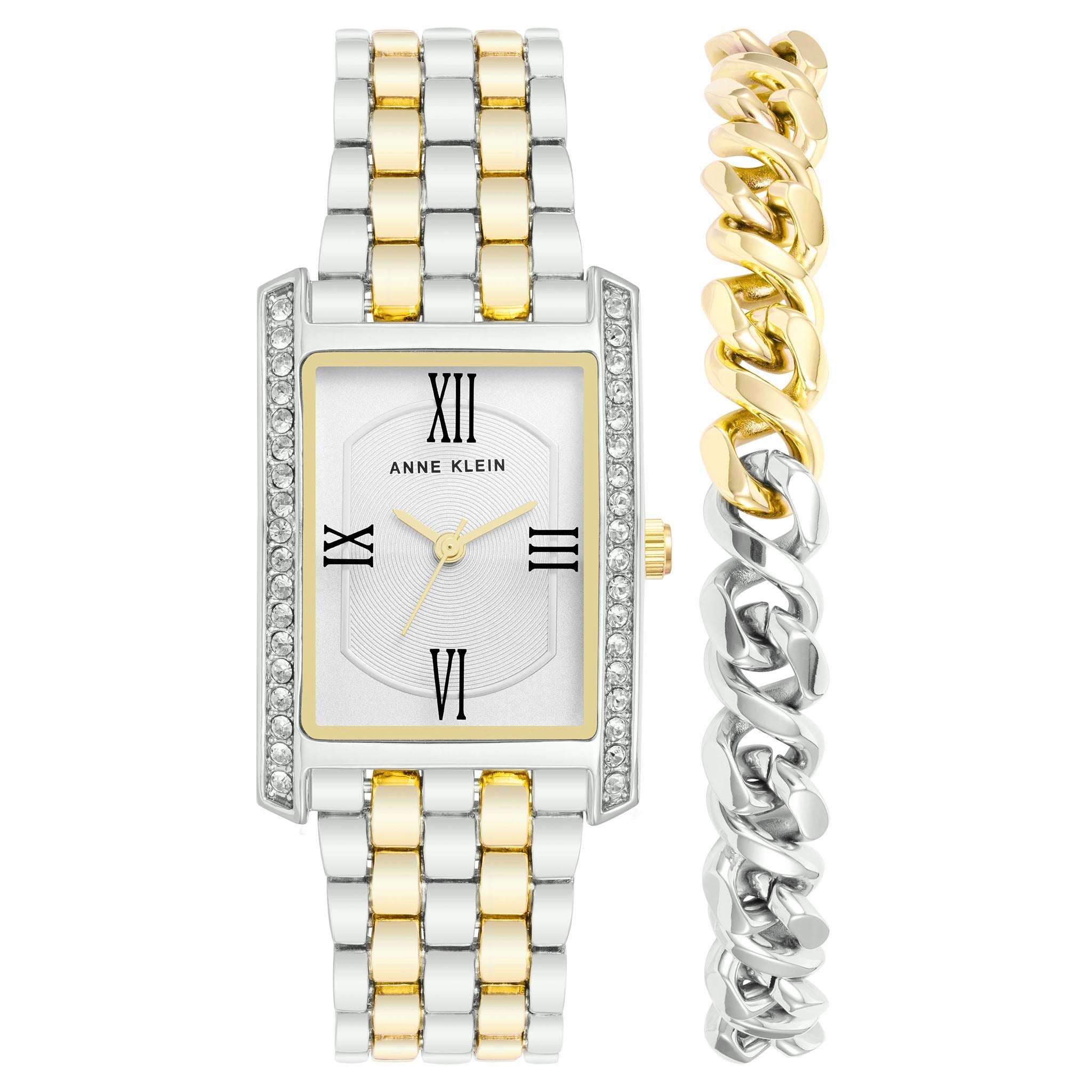 Anne Klein Silvertone Mixed Metal Silver Dial Women's Watch - AK3991TTST