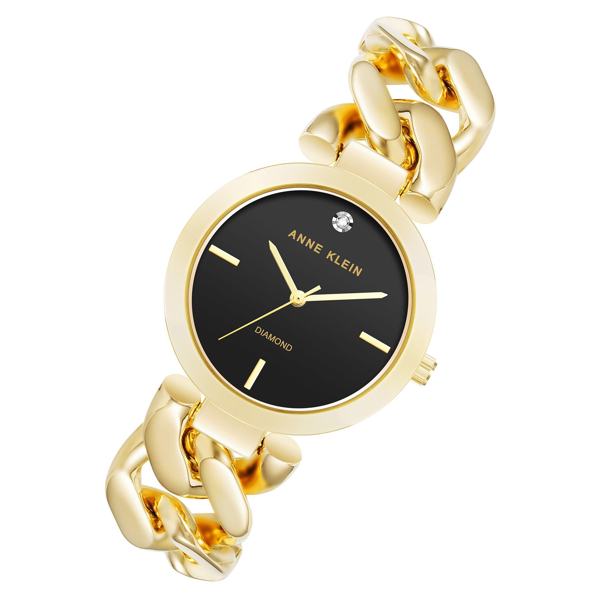 Anne Klein Gold Band Black Dial Women's Watch - AK4000BKGB