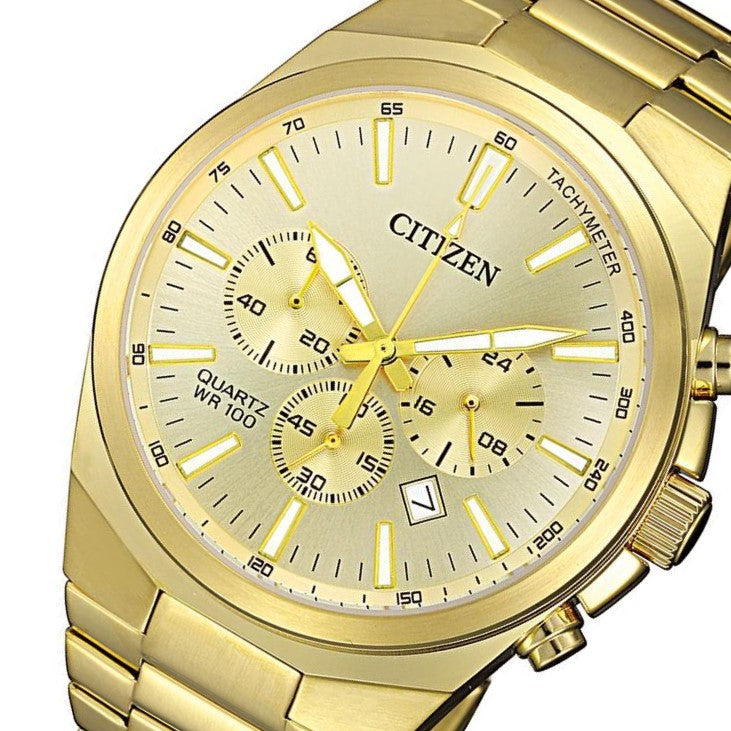 Citizen Gents Gold Stainless Steel Multi Function Quartz Men's Watch - AN8172-53P