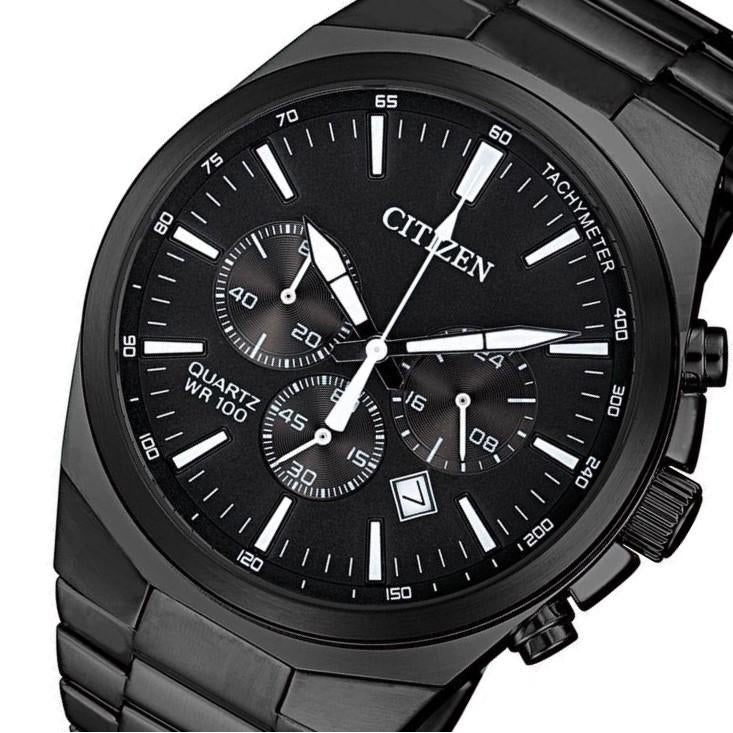 Citizen Gents Black Stainless Steel Chrono Men's Watch - AN8175-55E