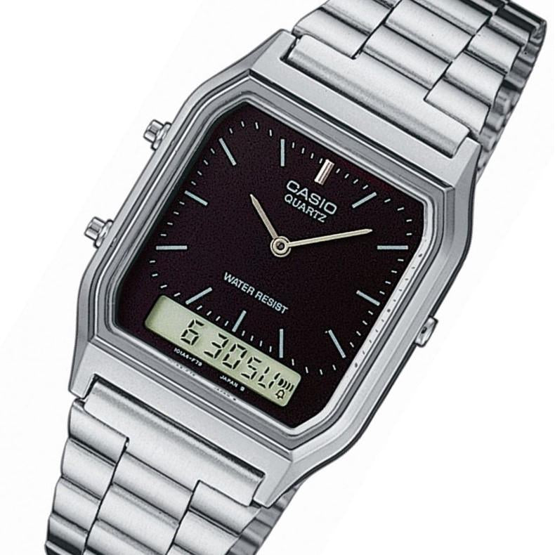 Casio Classic Silver Steel Analogue-Digital Unisex Watch - AQ230A-1DS
