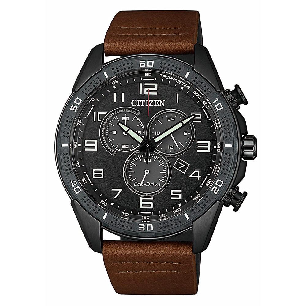 Citizen Brown Leather Men's Eco-Drive Watch - AT2447-01E