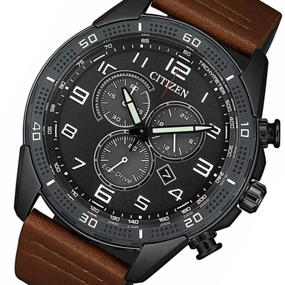 Citizen Brown Leather Men's Eco-Drive Watch - AT2447-01E