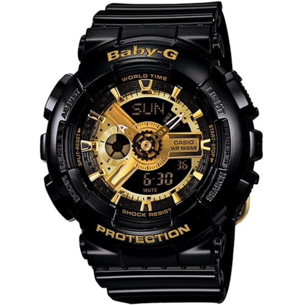 Casio Baby-G Black & Gold Duo Chrono Ladies Watch - BA110-1A