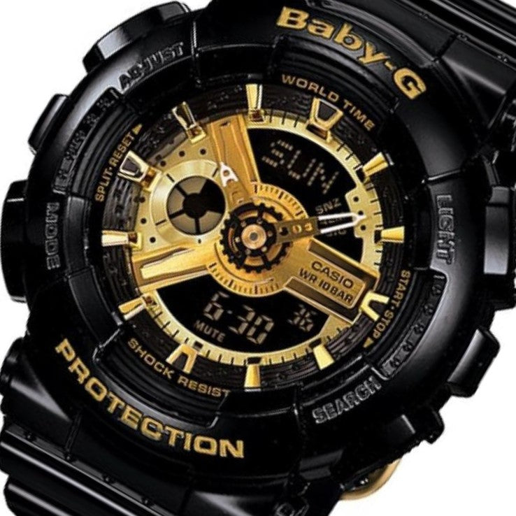Casio BABY-G Black & Gold Duo Chrono Ladies Watch - BA110-1A