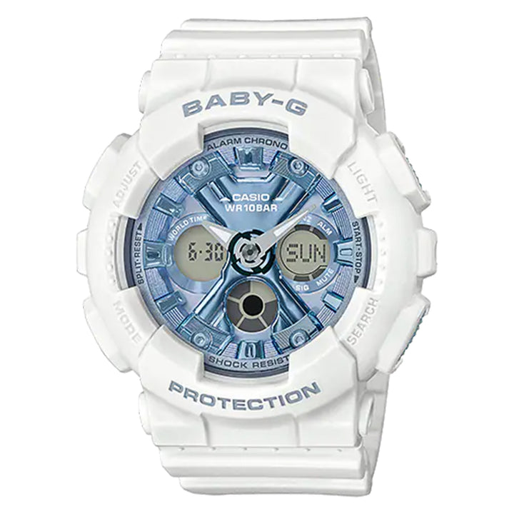 Casio BABY-G White Resin Band Blue Dial Analogue-Digital Women's Watch - BA130-7A2